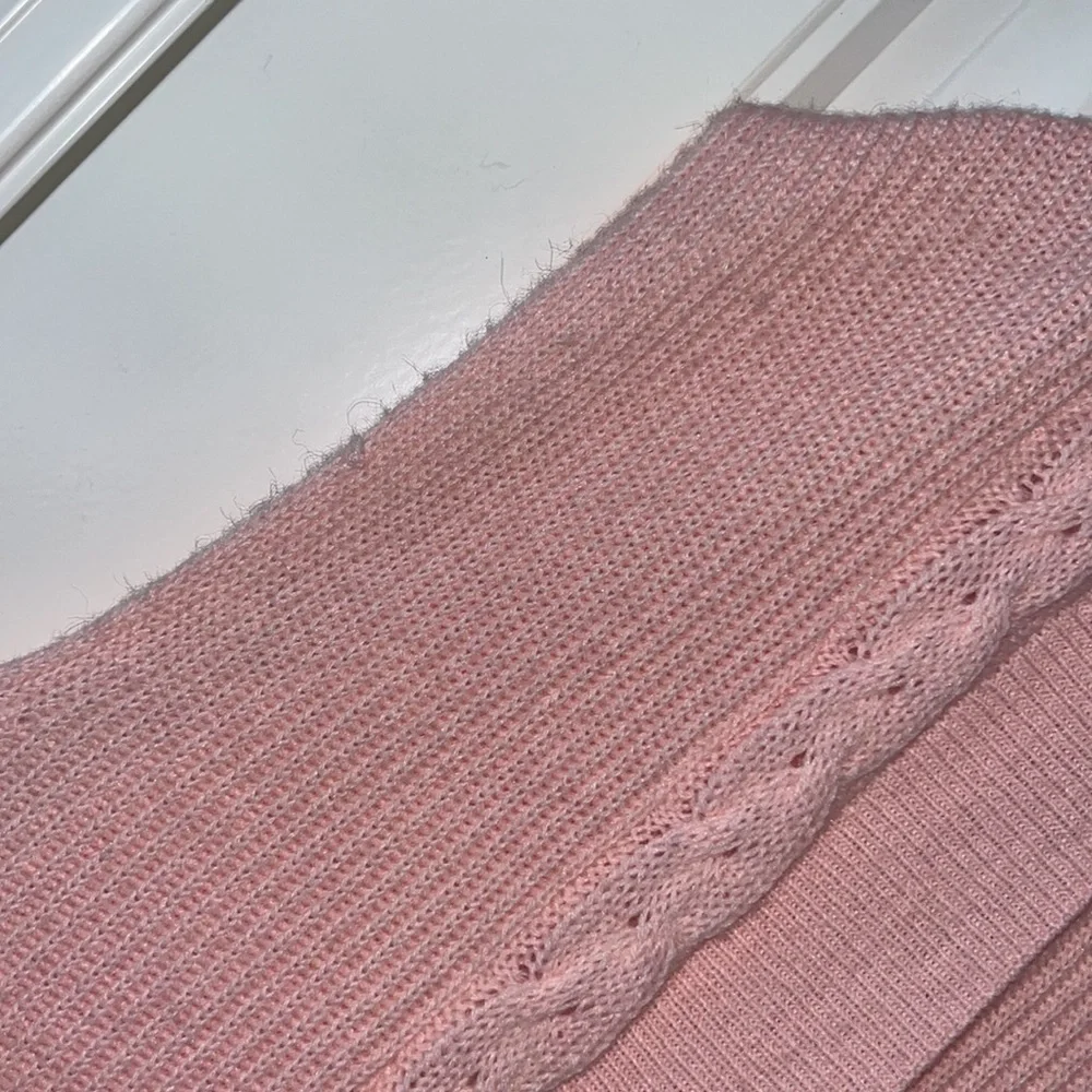 VINTAGE light pink sweater vest topper woolblend boho grandmacore cottagecore 1X - Picture 3 of 15